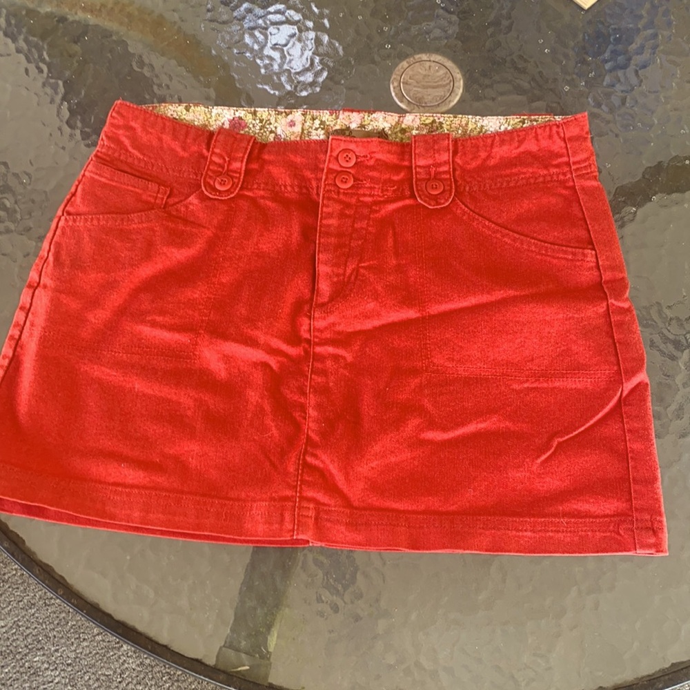 Prana Avery Mini Skirt Size 10 Denim Orange/Pink